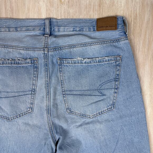 American Eagle Skater Jean Light Wash Denim Distressed Blowout Destroyed Jeans 4 - Picture 8 of 15
